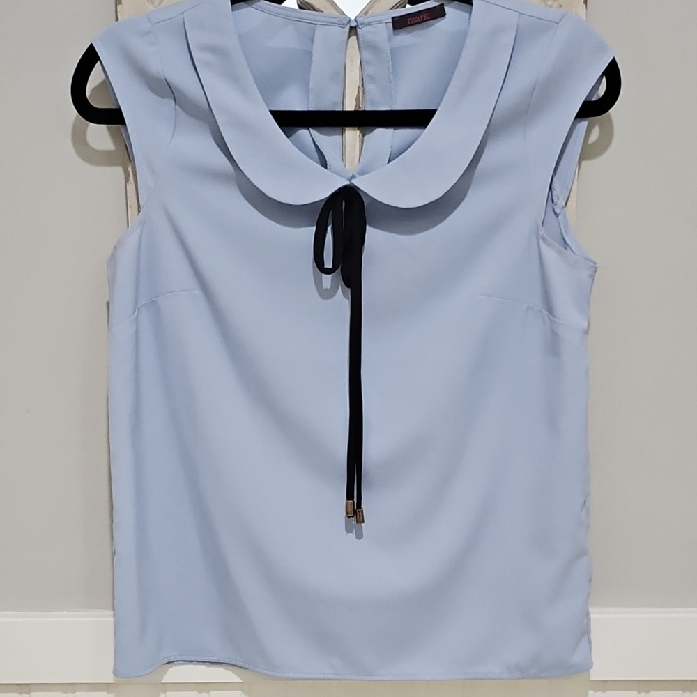 Women's mark. Light Blue Blouse with Black Tie Size S for Work